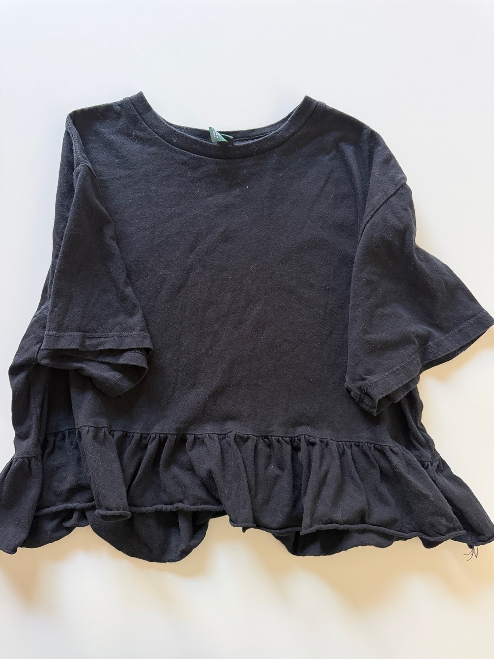wild fable Black Ruffle-Hem Short Sleeve Tee